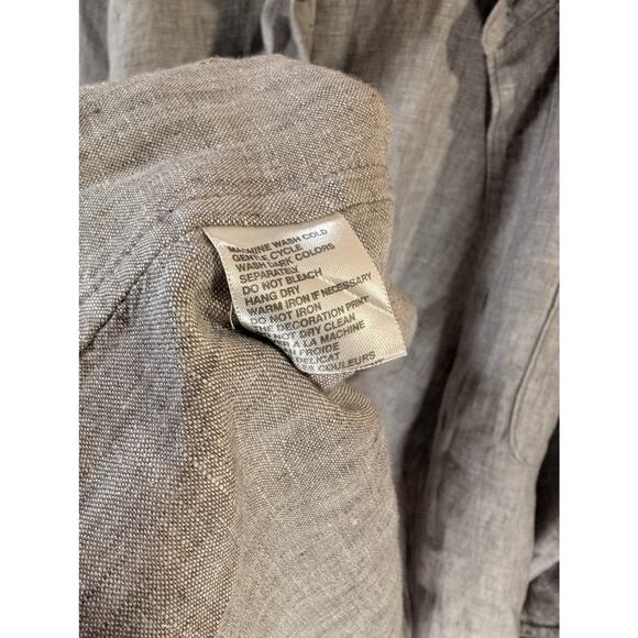 Tommy Bahama Relax Men's 100% Linen Gray/Brown Button Down Shirt - Size L - Picture 7 of 10